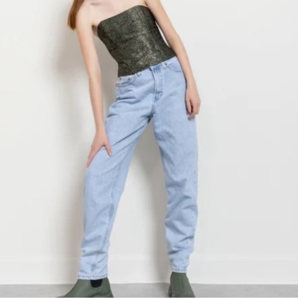 Vintage 90s Gap Reverse Tapered Jeans Womens 14 Ankle Blue Denim Made USA - Picture 3 of 16